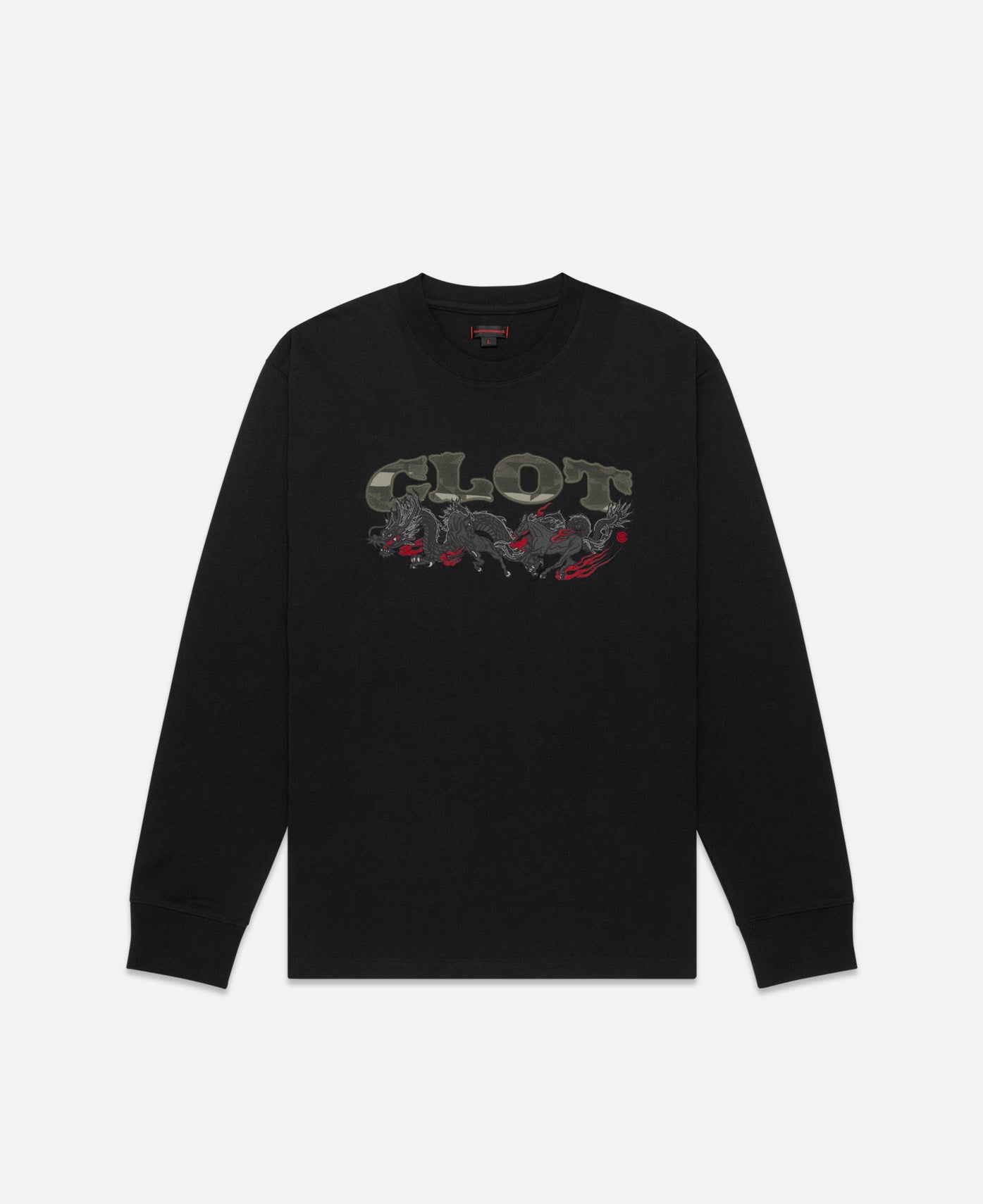 Dragon Horse Long Sleeves T-Shirt (Black)