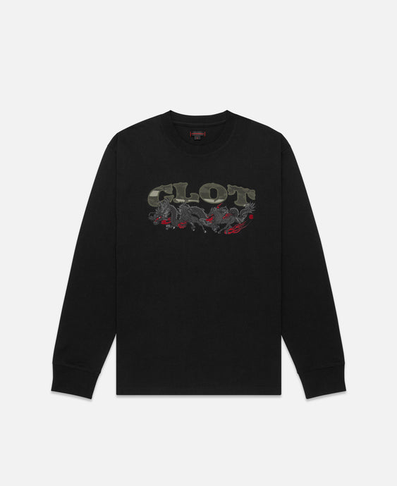 Dragon Horse Long Sleeves T-Shirt (Black)