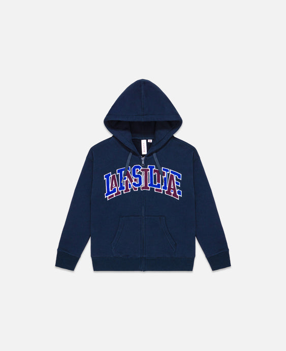 Kids Leslie Anita College Zip Up Hoodie (Navy)
