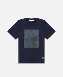 Printed Boro Patchwork T-Shirt (Blue)