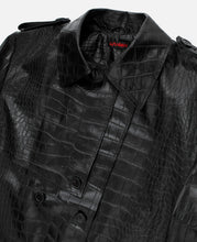 Faux Croco Leather Trench (Black)