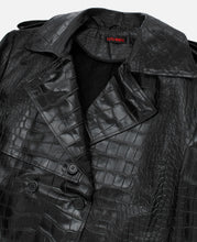 Faux Croco Leather Trench (Black)