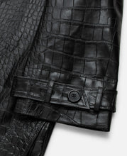 Faux Croco Leather Trench (Black)