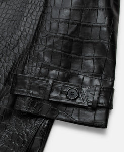 Faux Croco Leather Trench (Black)