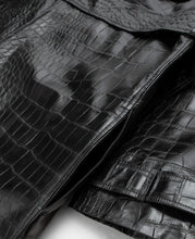 Faux Croco Leather Trench (Black)