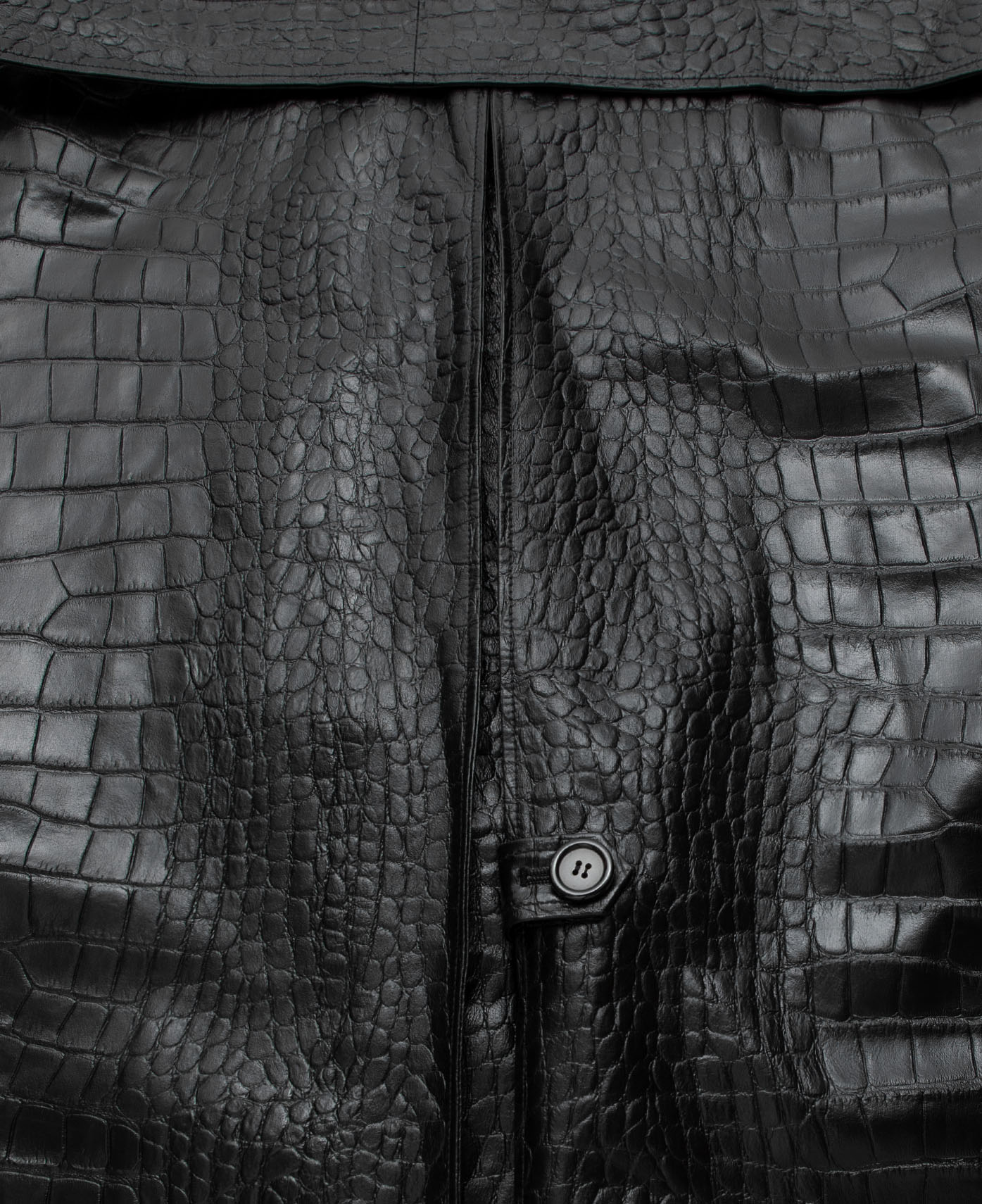 Faux Croco Leather Trench (Black)