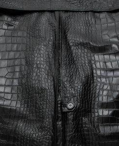 Faux Croco Leather Trench (Black)