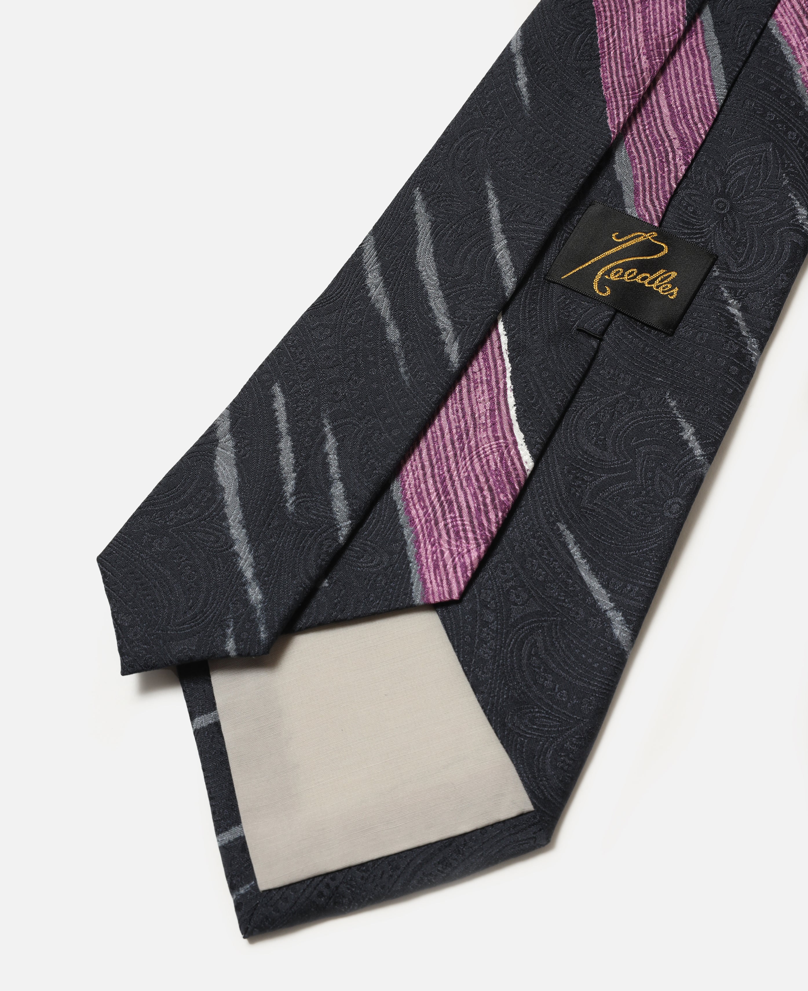 Neck Tie - Silk Paisley Satin (Black)